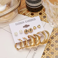 Aferando Gold Plated Earring Combo Set - Pack of Six Hoops and Stud Earrings