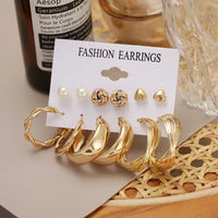 Aferando Gold Plated Earring Combo Set - Pack of Six Hoops and Stud Earrings