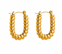 Anti Tarnish 18K Gold Plated Stainless Steel U Shape Twisted Hoop Earring
