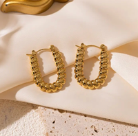 Anti Tarnish 18K Gold Plated Stainless Steel U Shape Twisted Hoop Earring