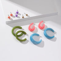 Combo Pack Of Six Colorful Hoop Stud Earrings Set