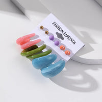 Combo Pack Of Six Colorful Hoop Stud Earrings Set