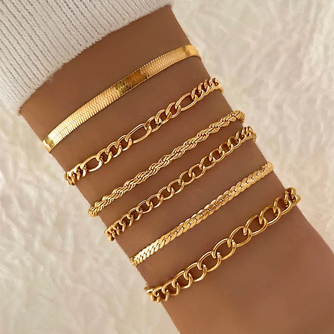 Combo Pack Of Six Gold Plated Adjustable Bracelet Set