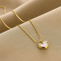 Cute Shell Love Heart 14K Gold Plated Stainless Steel Anti-Tarnish Necklace