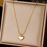 Cute Shell Love Heart 14K Gold Plated Stainless Steel Anti-Tarnish Necklace