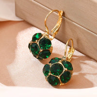 Delicate Green Emerald Zirconia Ball Shaped Hoop Earrings