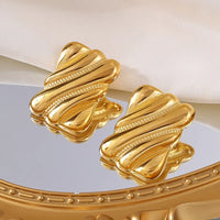 Elara Anti-Tarnish Rectangle Curve Stud Earrings
