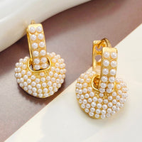 Elegant Retro Heart Shape Gold Plating Pearls Drop Earrings