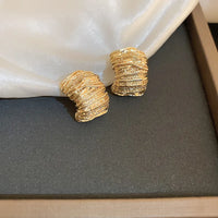 Gold Plated Alloy Curved Luxury Unique Stud Earring