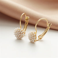 Gold Plated Cute Pearl Hoop Earring For Women