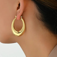 Gold Plated Simple Style U Shaped Hoop Earring For Women