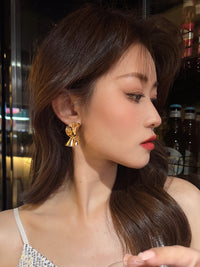 Gold Plated Unique Twisted Shape Stud Earring For Women