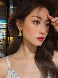 Gold Plated Unique Twisted Shape Stud Earring For Women