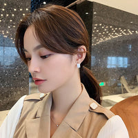 Gold Plated White Color Rectangle Shape Stud Earring