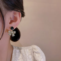 Korean Style Black Bow Earrings For Women