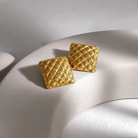 Mira Anti-Tarnish Pumpkin Texture Square Stud Earrings