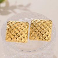 Mira Anti-Tarnish Pumpkin Texture Square Stud Earrings