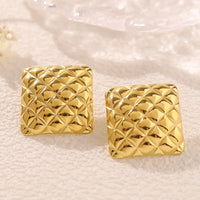 Mira Anti-Tarnish Pumpkin Texture Square Stud Earrings