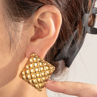 Mira Anti-Tarnish Pumpkin Texture Square Stud Earrings