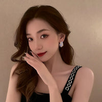 Platinum Plating Zircon Diamond Studded Hoop Earring