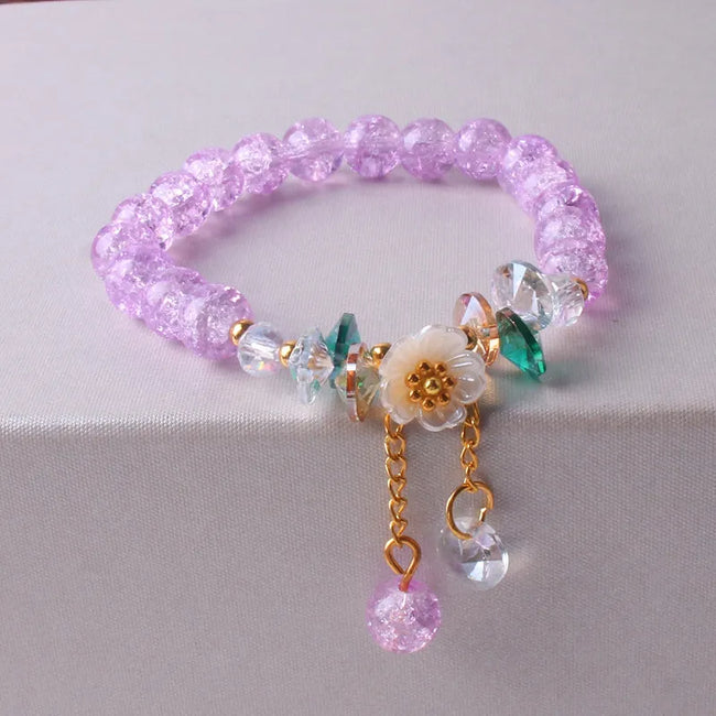 Purple Crystal Beaded Bracelet For Girls