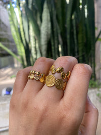 Set of Three 18K Gold Plated Anti-Tarnish Stainless Steel Rings - Adjustable Open Mouth Rings