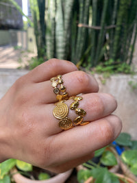 Set of Three 18K Gold Plated Anti-Tarnish Stainless Steel Rings - Adjustable Open Mouth Rings
