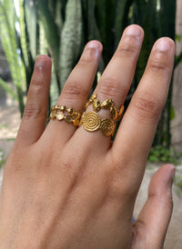 Set of Three 18K Gold Plated Anti-Tarnish Stainless Steel Rings - Adjustable Open Mouth Rings