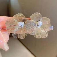 Silver Plated European Style Metal Flower Stud Earring