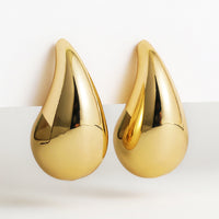 Simple Elegant Style Gold Plated Water Droplets Stud Earring