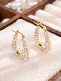 Simple Style U Shape Gold Plated Pear Hoop Earring