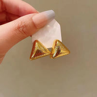 Simple Triangle Style Gold Plated Stud Earring