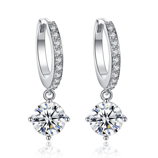 Sparkling Rhinestone Drop Hoop Earring