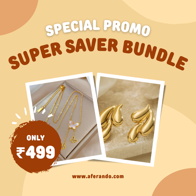 Super Saving Combo – Anti-Tarnish Stud Earrings + 18K Gold Plated Necklace