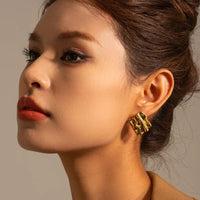 Varenna Anti-Tarnish Wave Stud Earrings