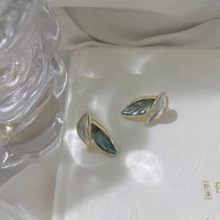 Aferando Blue White Leaf Stud Earrings For Girls and Women