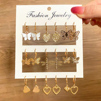 Combo Set Of Nine Small Hoop Earrings