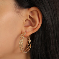 Aferando Gold Plated Exaggerated Geometric Unique Design Hoop Earrings for Women