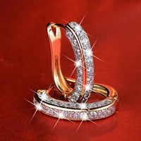 Aferando Gold Plated Inlay Sparkling Rhinestone Diamond Hoop Earrings for Women, bright and sparkling rhinestones, luxurious and sophisticated design