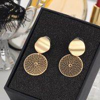 Aferando Gold Plated Round Hollow Iron Net Stud Earrings for Women