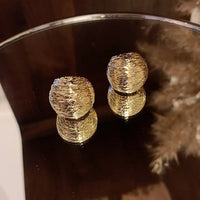 Aferando Gold Plated Stylish Unique Personality Design Metal Texture Stud Earrings for Women
