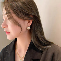 Aferando Gold Plated Stylish Unique Personality Design Metal Texture Stud Earrings for Women