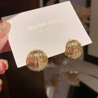 Aferando Gold Plated Stylish Unique Personality Design Metal Texture Stud Earrings for Women