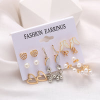 Aferando Combo Set of 9 Stud Earrings in variety of styles and colors. Perfect for everyday wear and special occasions. Hypoallergenic and safe for sensitive ears.