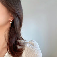 Aferando Gold Plated Rhinestone Twisted Minimalist Lightning Design Pearl Drop Stud Earrings for Women - Cute and Stylish