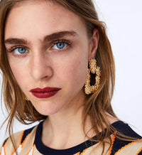 Gold Plated Uneven Patchwork Square Drop Earring