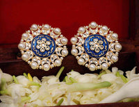 Blue Color Meenakari  Stud Earring For Women