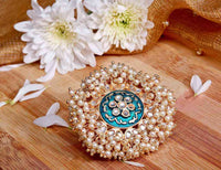 Turquoise Blue Color Meenakari Designer Finger Ring