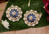 Blue Color Meenakari Stud Earring For Women