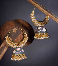 Alia Bhatt Inspired Gorgeous Pearl Meenakari Grey Hoop